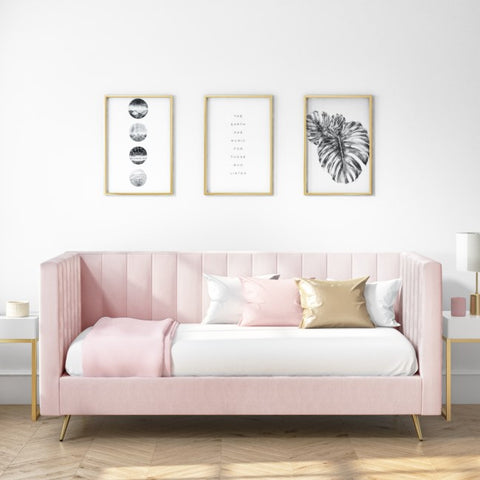 Lennox Padded Single Day Bed in Pink