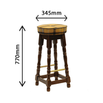 Traditional High Bar Stool with Button & Piping